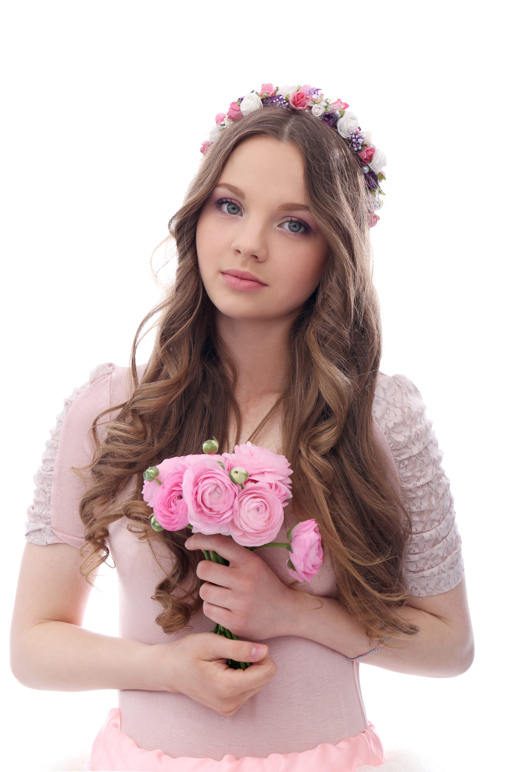 beautiful woman with flowers scaled